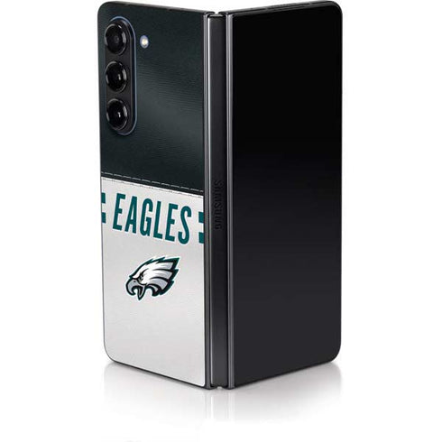 NFL Philadelphia Eagles White Striped Galaxy Z Fold5 5G Skin